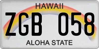 HI license plate ZGB058