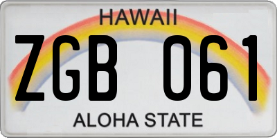 HI license plate ZGB061