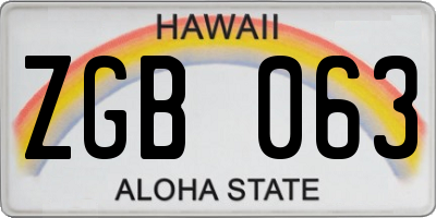 HI license plate ZGB063