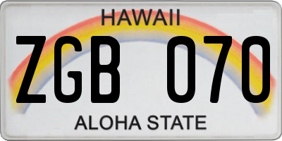 HI license plate ZGB070