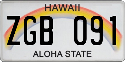 HI license plate ZGB091