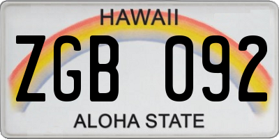 HI license plate ZGB092