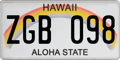 HI license plate ZGB098