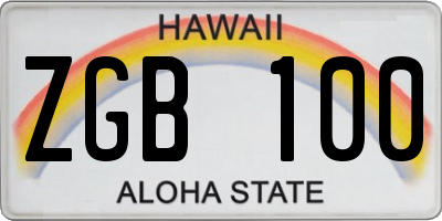 HI license plate ZGB100