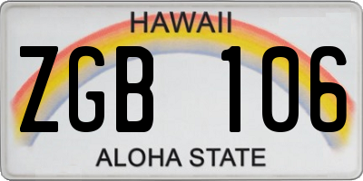 HI license plate ZGB106