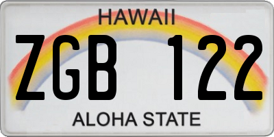 HI license plate ZGB122