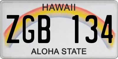 HI license plate ZGB134