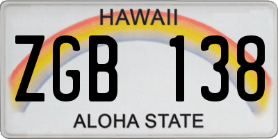HI license plate ZGB138