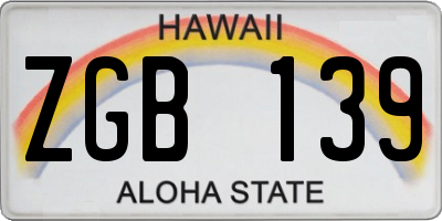 HI license plate ZGB139