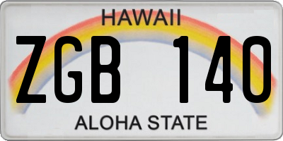 HI license plate ZGB140