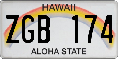 HI license plate ZGB174