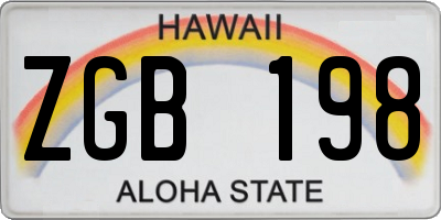 HI license plate ZGB198