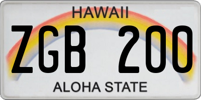 HI license plate ZGB200