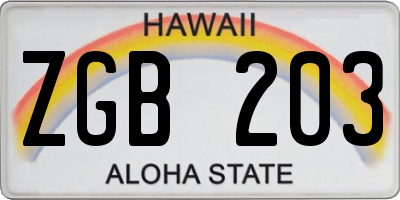 HI license plate ZGB203