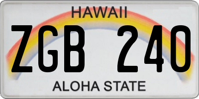 HI license plate ZGB240