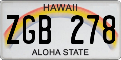 HI license plate ZGB278