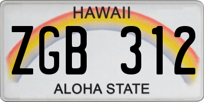 HI license plate ZGB312