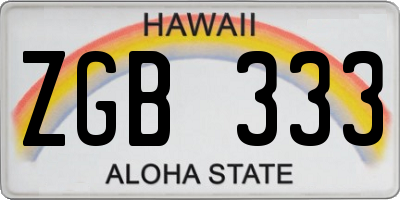 HI license plate ZGB333