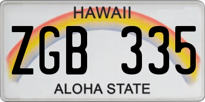 HI license plate ZGB335