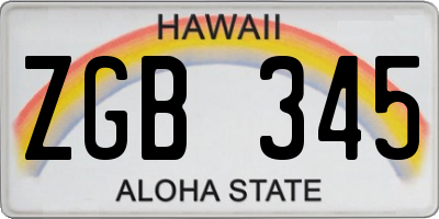 HI license plate ZGB345
