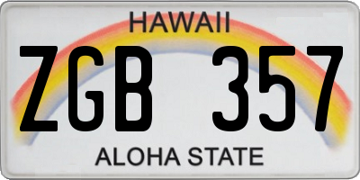 HI license plate ZGB357