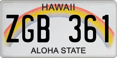 HI license plate ZGB361