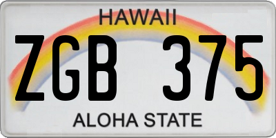 HI license plate ZGB375