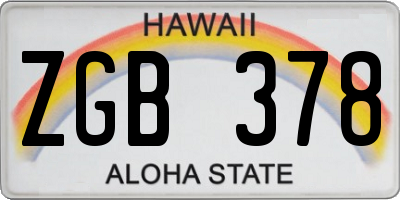 HI license plate ZGB378