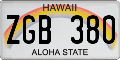 HI license plate ZGB380