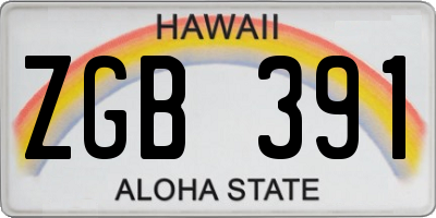 HI license plate ZGB391