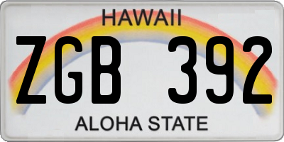 HI license plate ZGB392