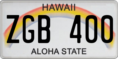 HI license plate ZGB400