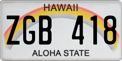 HI license plate ZGB418