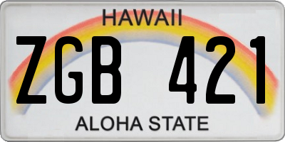 HI license plate ZGB421