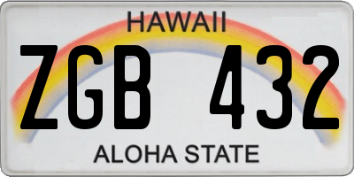 HI license plate ZGB432