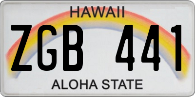 HI license plate ZGB441