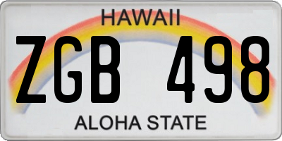 HI license plate ZGB498