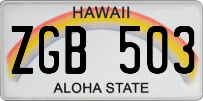HI license plate ZGB503