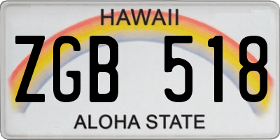 HI license plate ZGB518