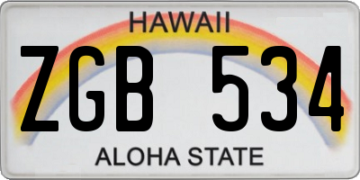 HI license plate ZGB534