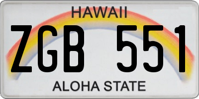 HI license plate ZGB551