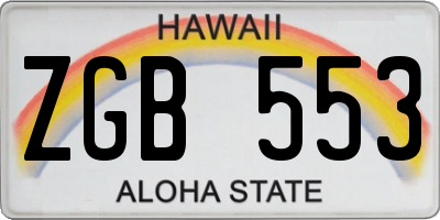 HI license plate ZGB553