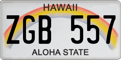 HI license plate ZGB557