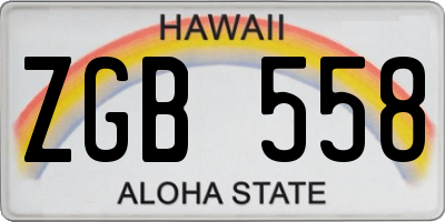 HI license plate ZGB558