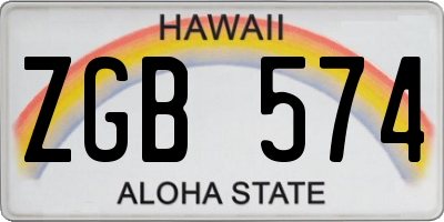 HI license plate ZGB574