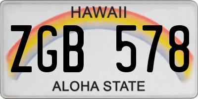 HI license plate ZGB578