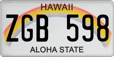 HI license plate ZGB598
