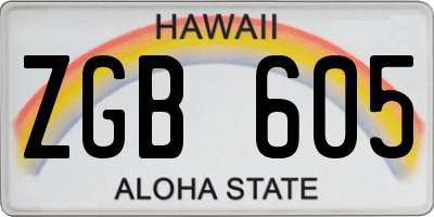HI license plate ZGB605
