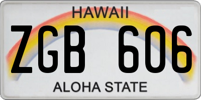 HI license plate ZGB606