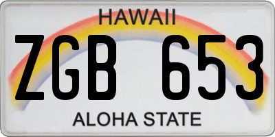 HI license plate ZGB653